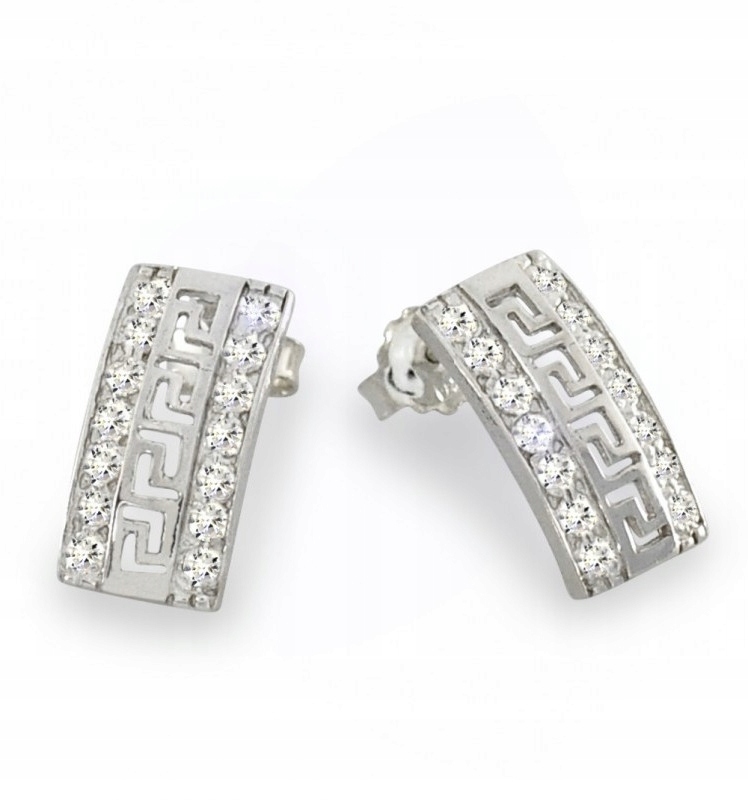 Stříbrné Náušnice Vzor Řecká Tyčinka 925 Zirkony