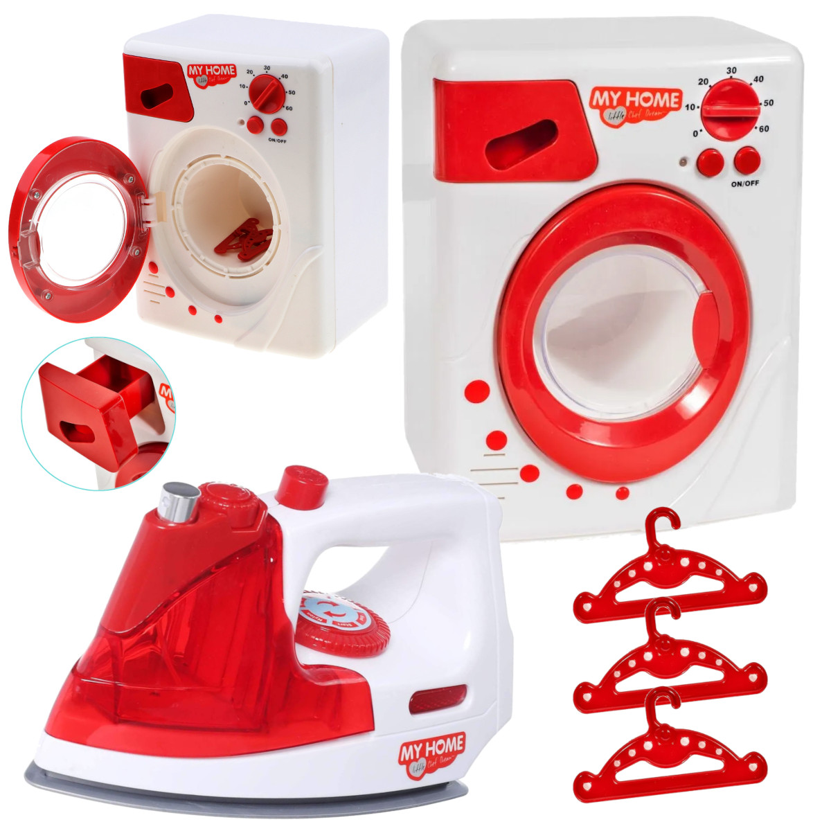 

Zestaw Agd 2W1 Pralka Żelazko spryskiwacz dźwięki