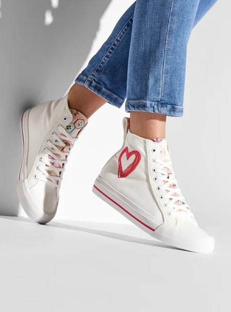 Desigual Damskie Trampki Wysokie Ecru 39 1SYC