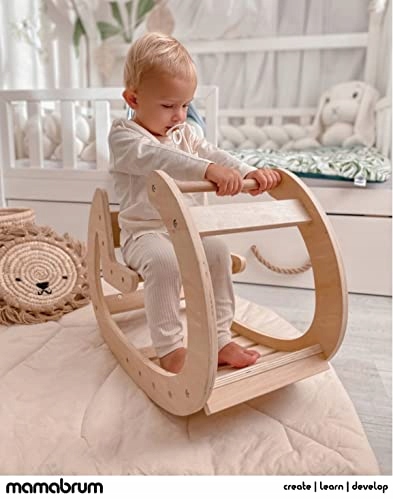 Mamabrum Balance Board for Kids, Wooden Rocker for Children from 1 Year, Le Marka Mamabrum