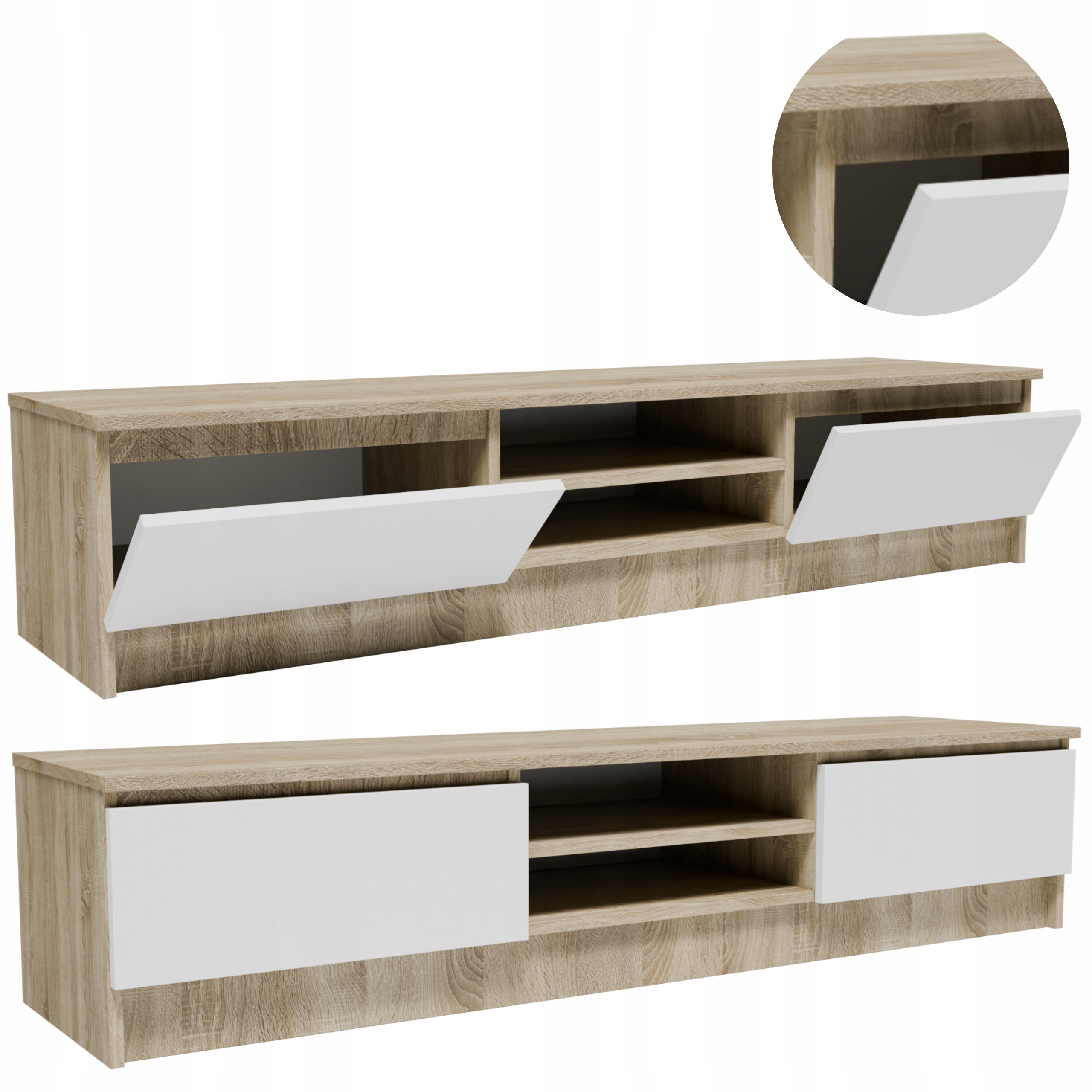 Rtv skříňka 2D1P160SOB sonoma-bílá 160 cm stolek pod televizor komoda regál