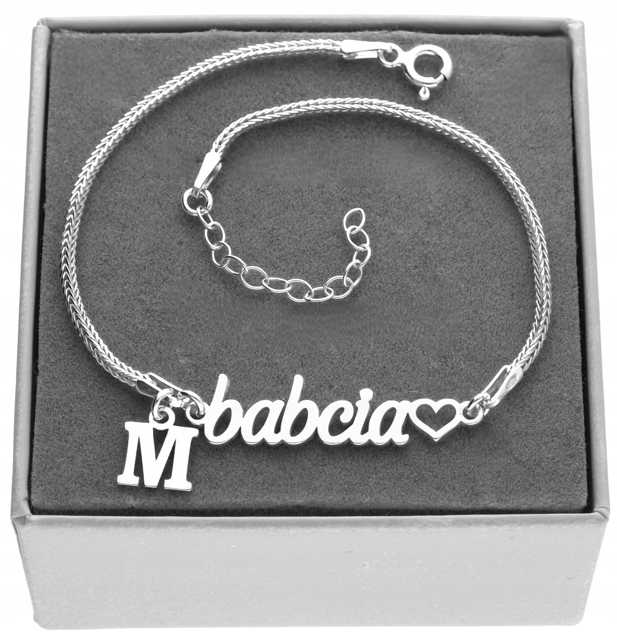 Stříbrný náramek pro babičku babička písmenko dárek Den Babičky stříbro 925