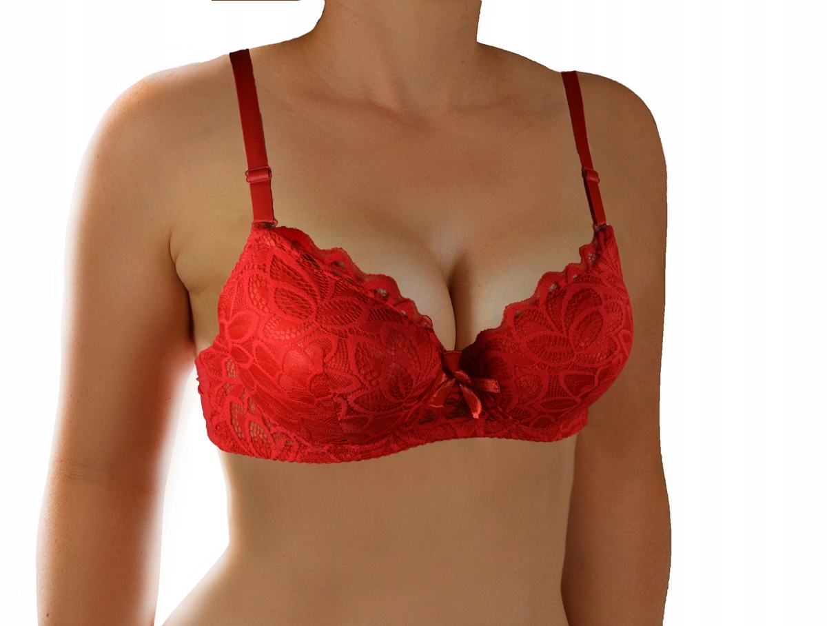 

push up koronkowy Biustonosz B 75 czerwony
