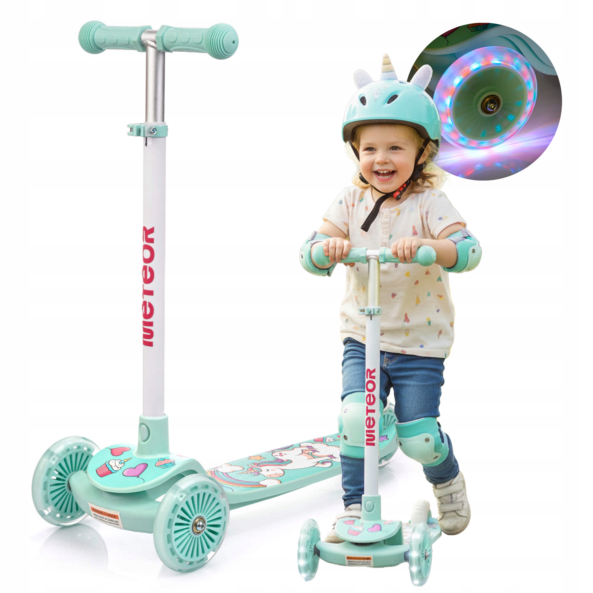 Hulajnoga Trójkołowa Balansowa Led Dla Dzieci Meteor Funny regulowana