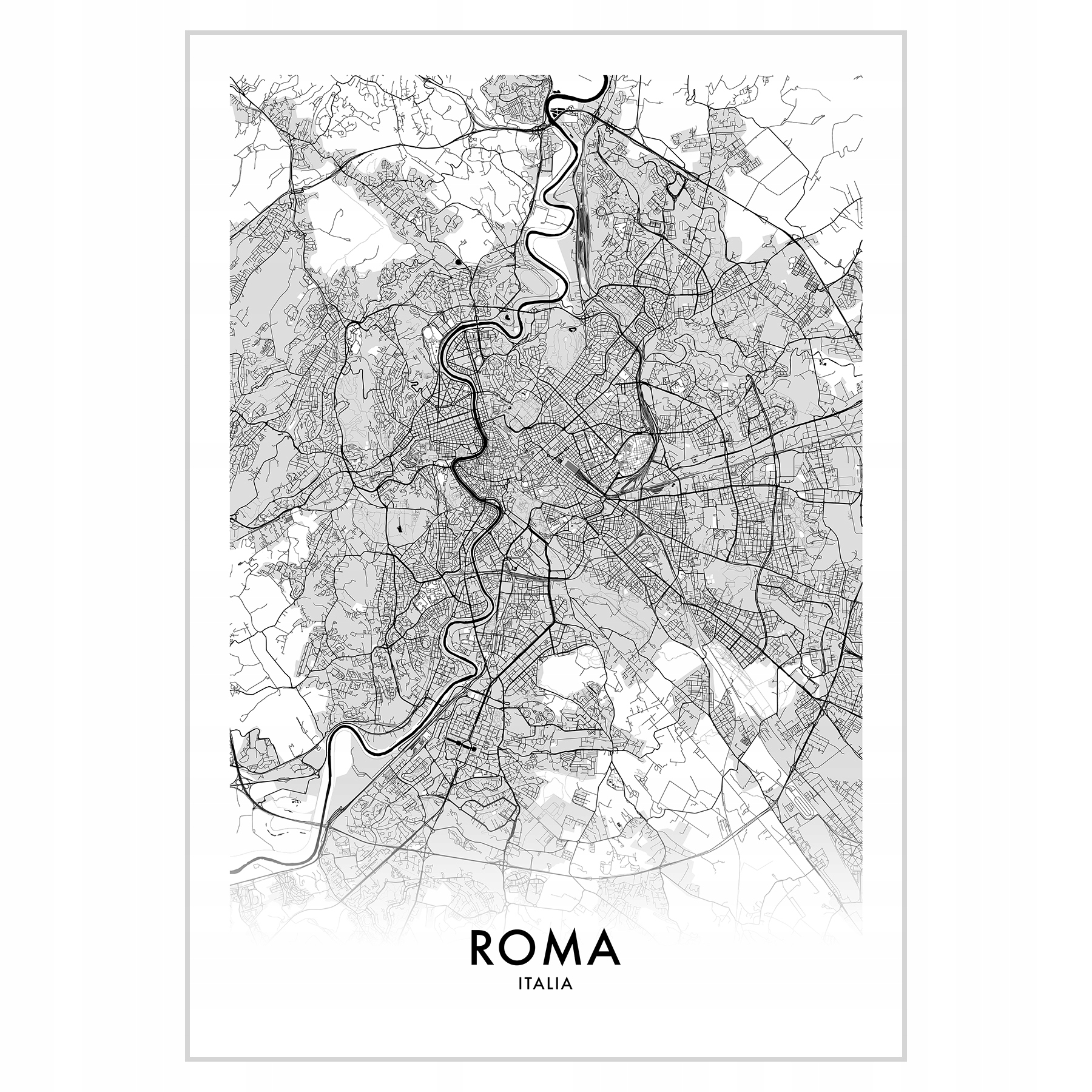 

Plakat 21x30 Mapa Rzym Roma Kolor czarno-biały