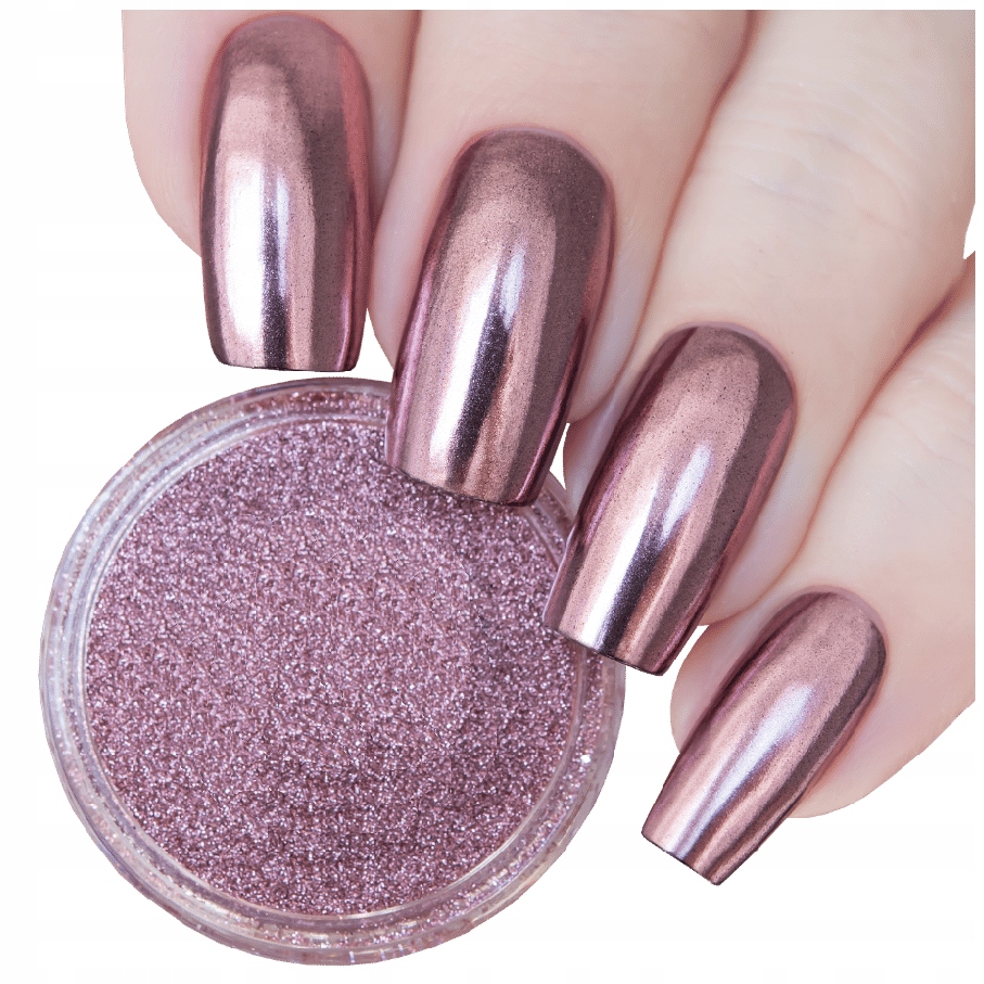 Pyłek do paznokci efekt lustra rose golden