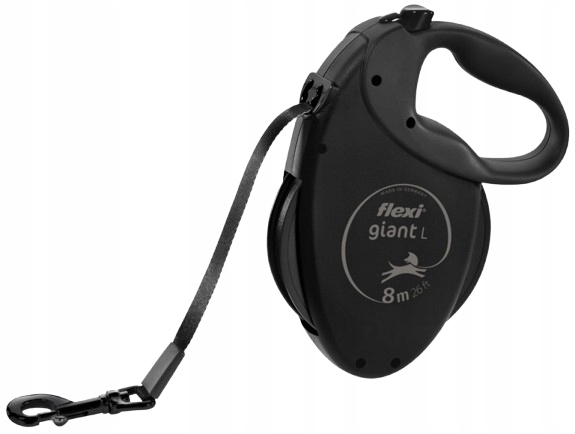Flexi Giant Black Smycz automatyczna dla psa Taśma czarna L 8 metrów
