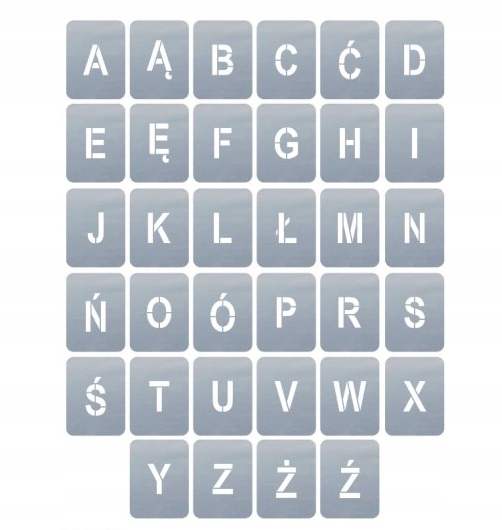 

Szablon malarski liter zestaw 34szt Litery 15 cm