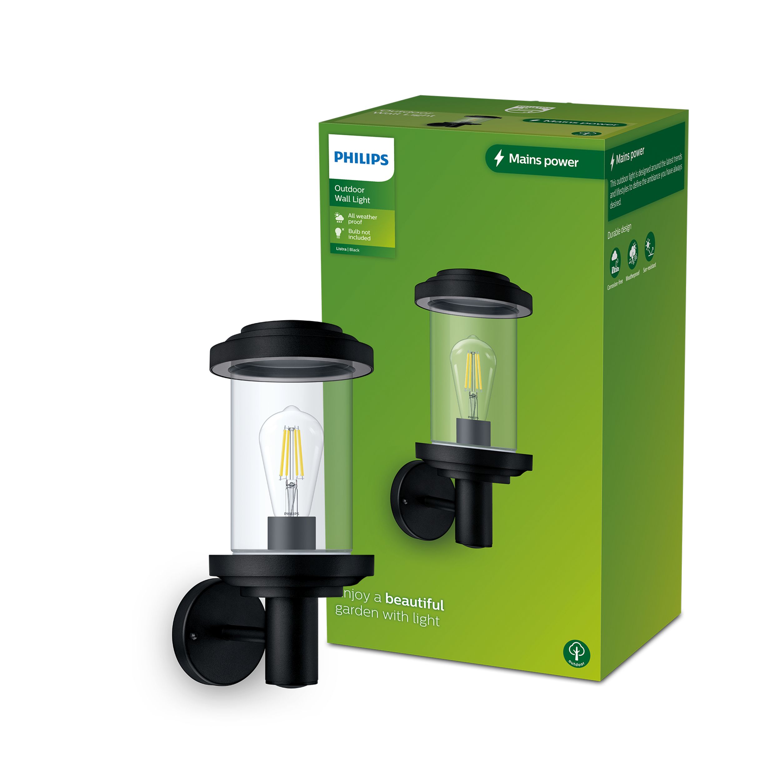 Led záhradná lampa Fasádne nástenné svietidlo Listra E27 IP44 Lampáš Philips