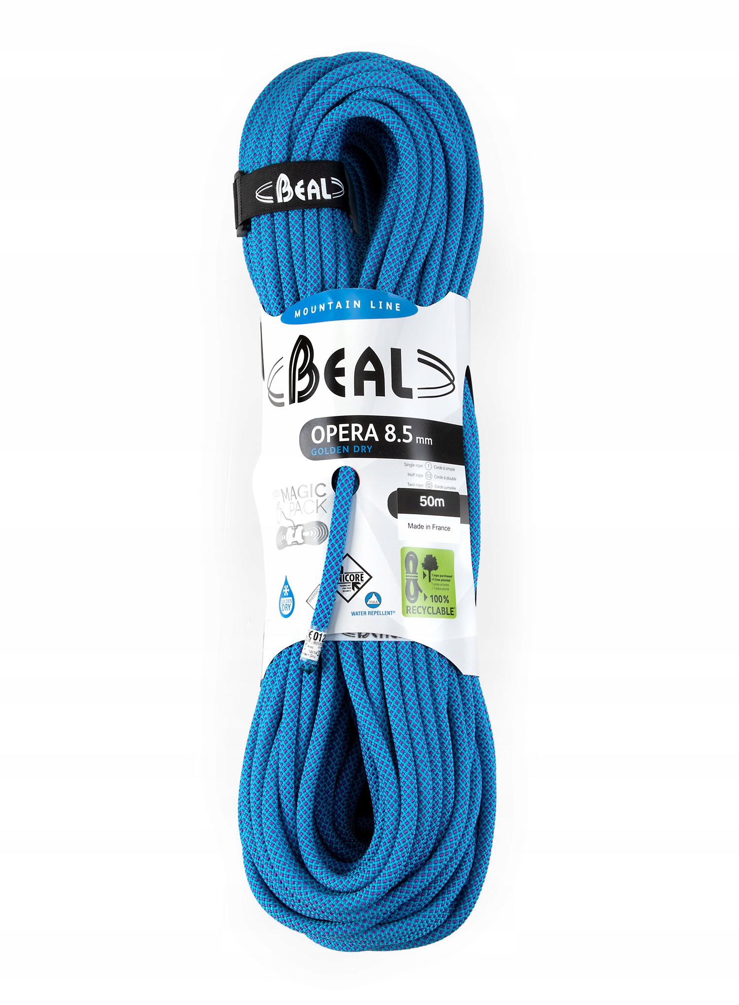 Lezecké lano Beal Opera 8,5 mm 50 m Unicore Golden Dry modré