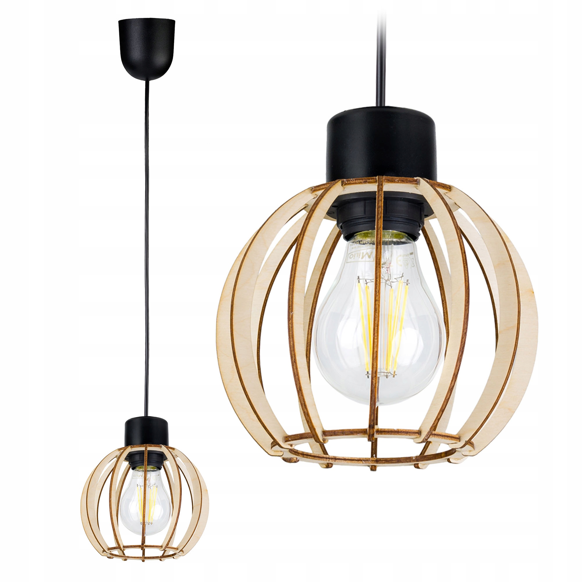 

Lampa Wisząca Sufitowa Żyrandol Drewniana Kula