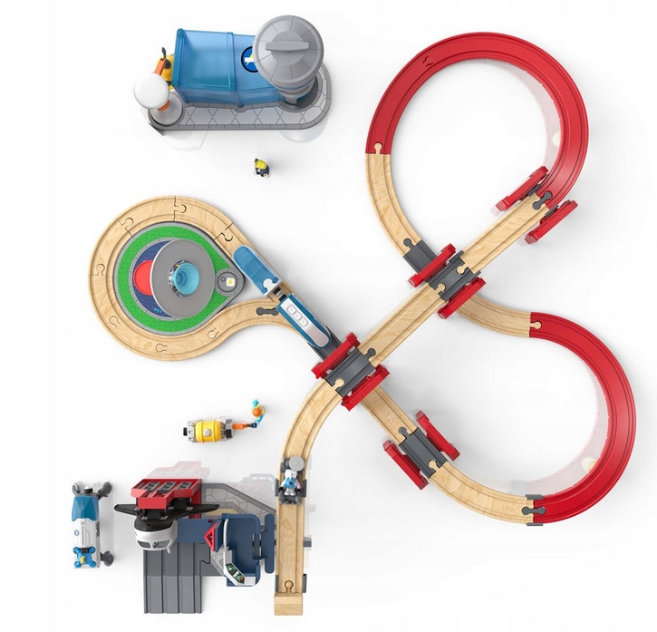 KOLEJKA NA BATERIE STACJA KOSMICZNA DREWNIANA TORY 67 EL POCIAG ELEKTRYCZNY Marka Playtive