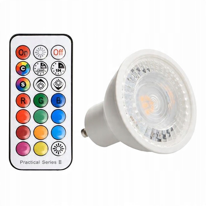 

żarówka gu10 led Rgb neutralna z pilotem Rgbnw