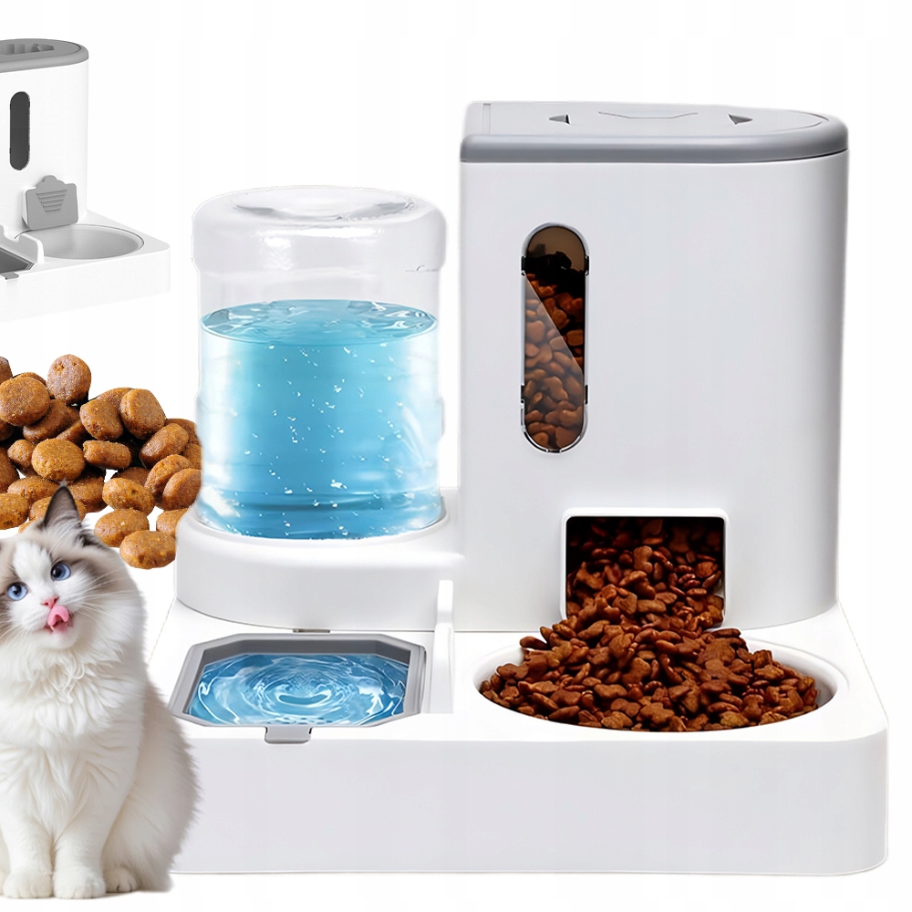 Levně Sifonový Výdejník Vody A Krmiva Miska Pro Kočky Psa Dávkovač 2V1 Napáječka 2.2L
