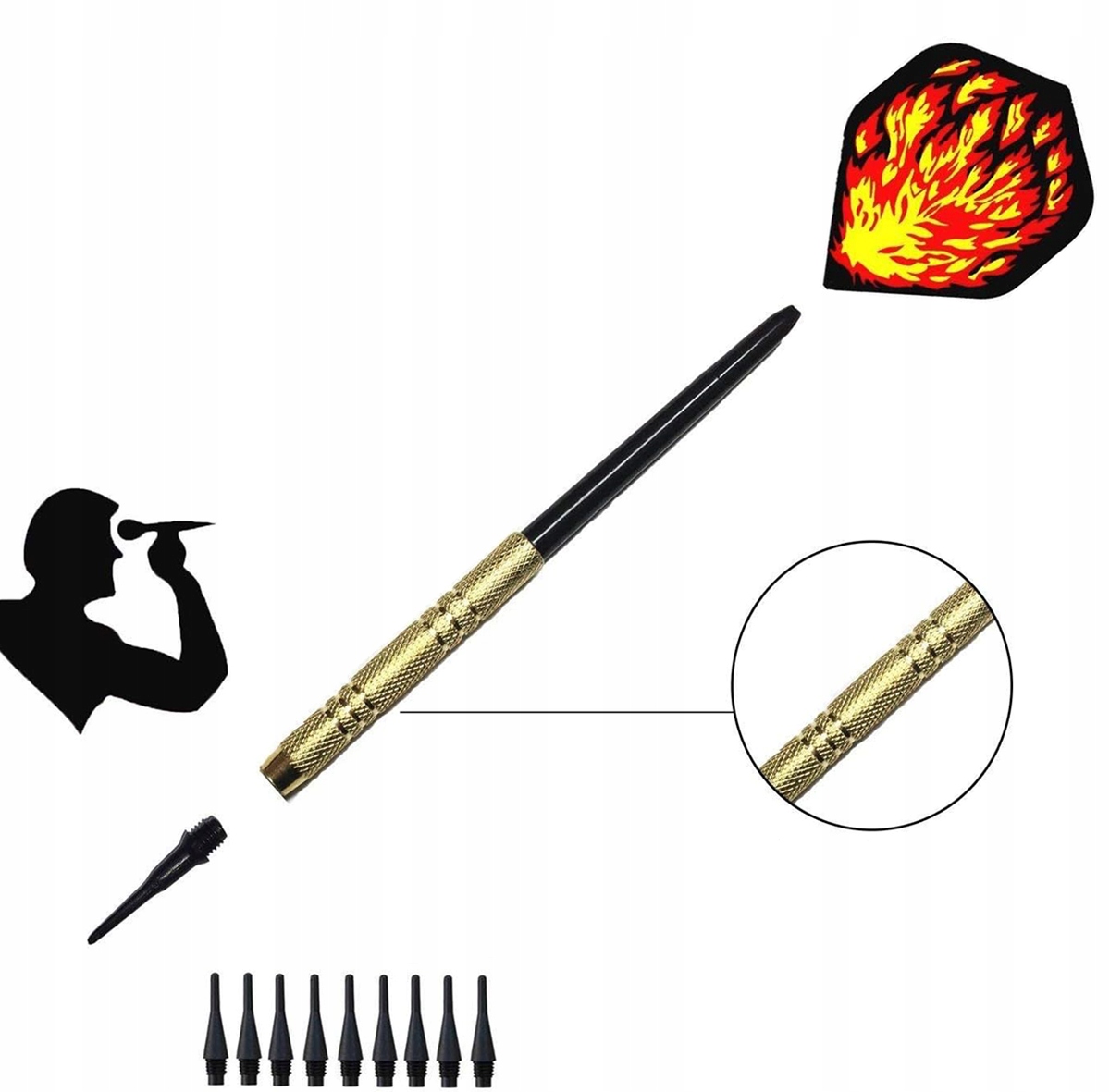 RZUTKI DART ZESTAW 12 LOTEK RZUTEK DO DARTA + 100 GROTÓW 42 PIÓRKA DA201 Model DA201