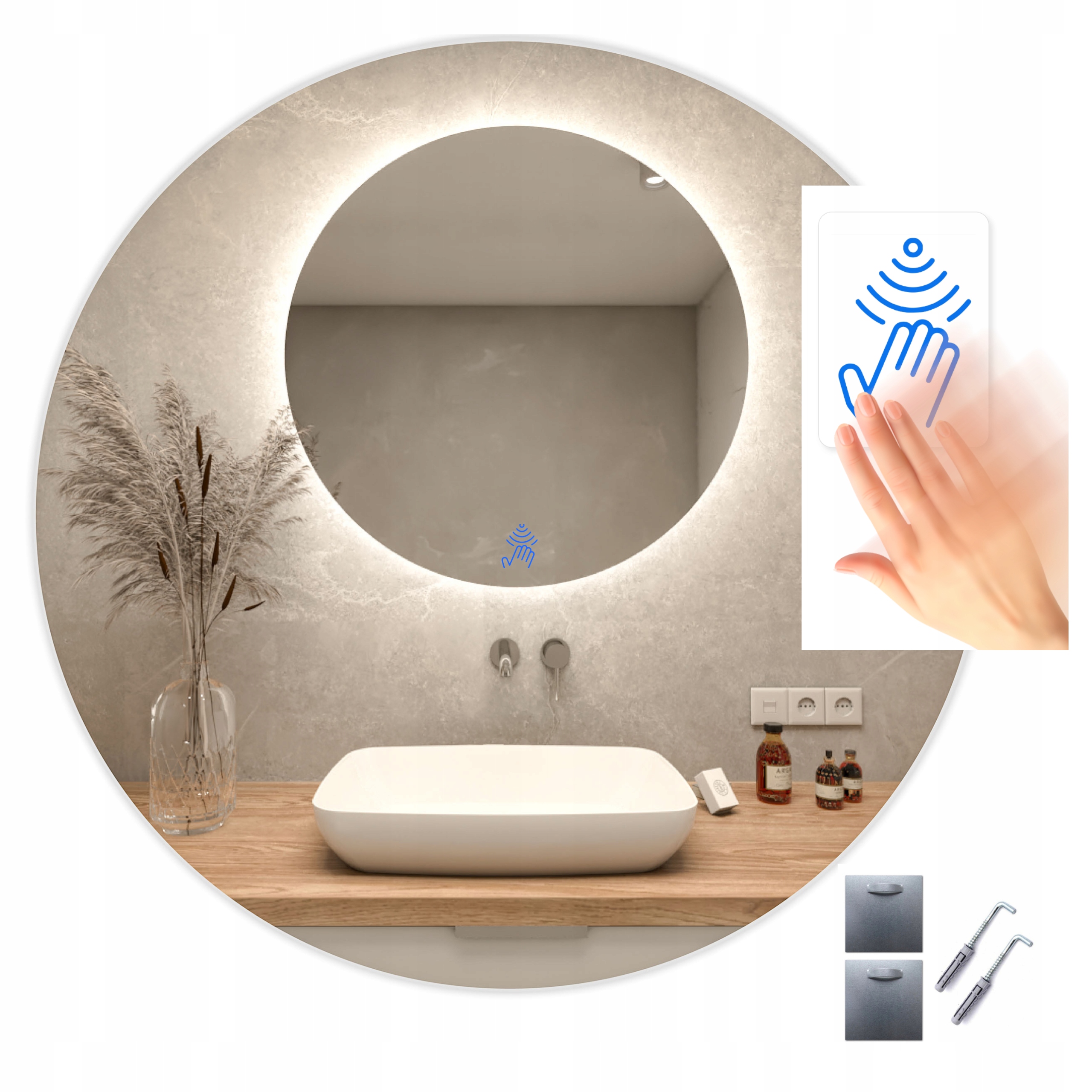 LUSTRO LED COB 480/1m fi 70 cm OKRĄGŁE NA RUCH Z WŁĄCZNIKIEM SENSORYCZNYM