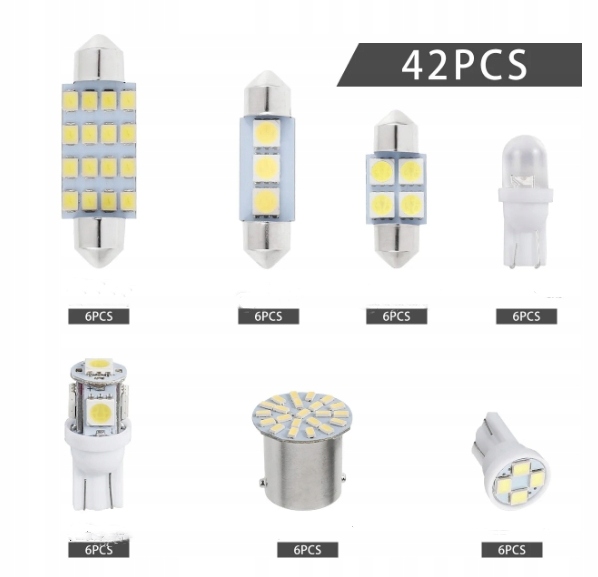 42 SZT.ŻARÓWKA LED 6500K 150LM 12V T10 SMD Marka bez marki