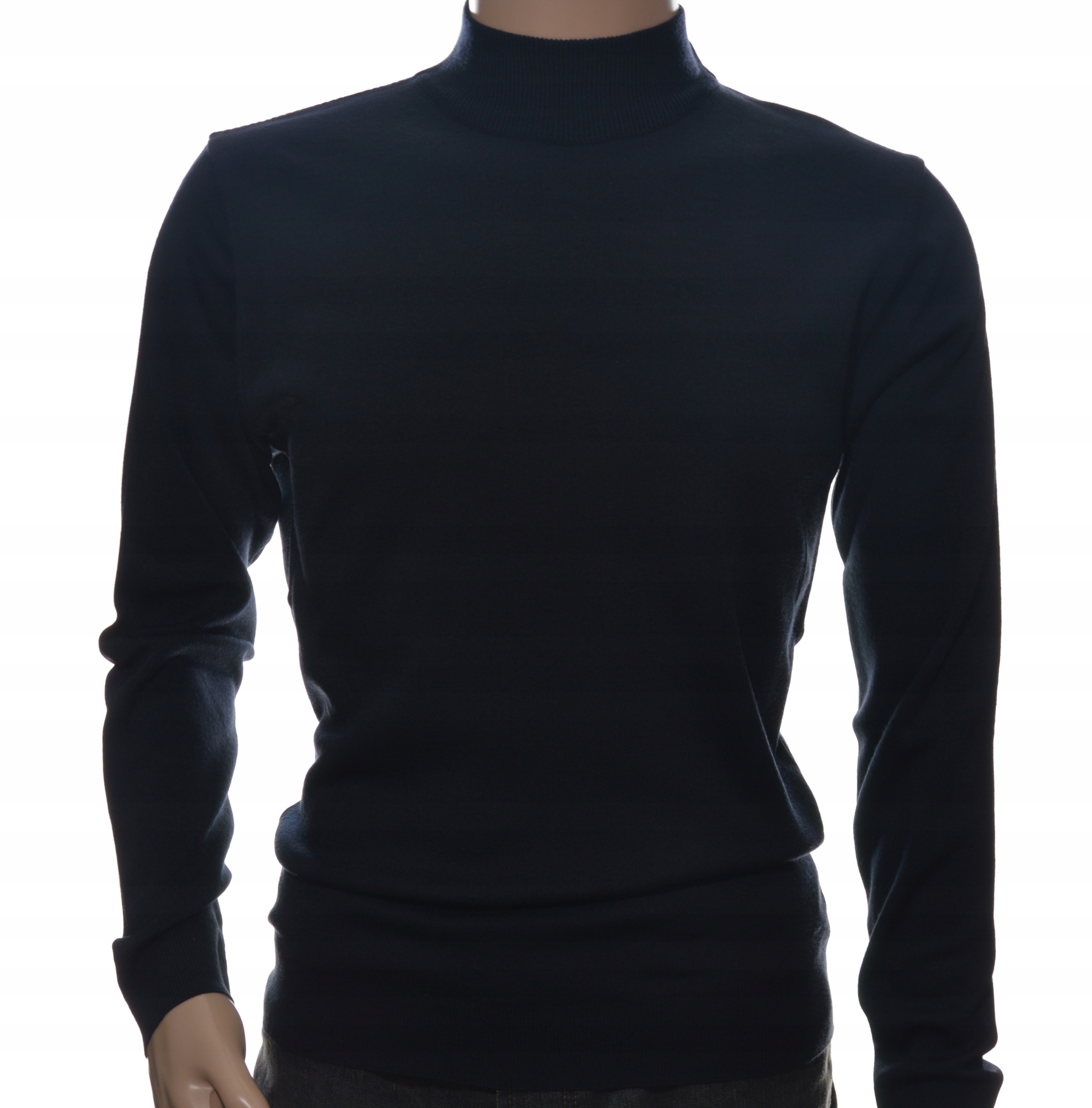 Pánský svetr se stojáčkem s polopropínacím rolákem, vlněný, velikost 3XL, tmavě modrý