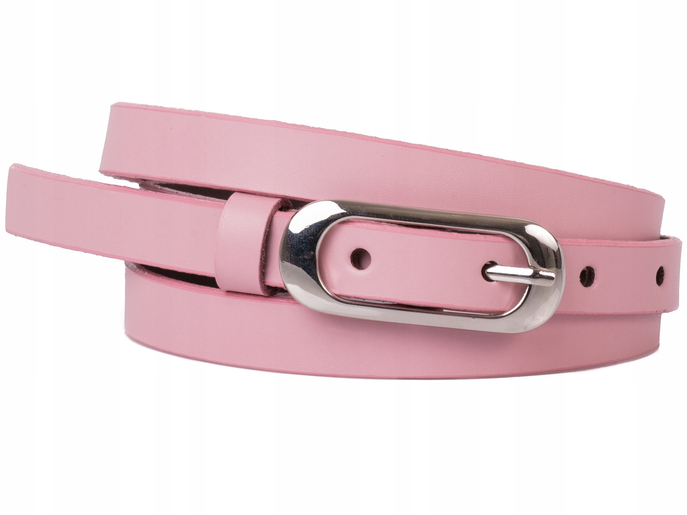 

Damski Skórzany pasek 1,5cm Pudrowy róż |90obw