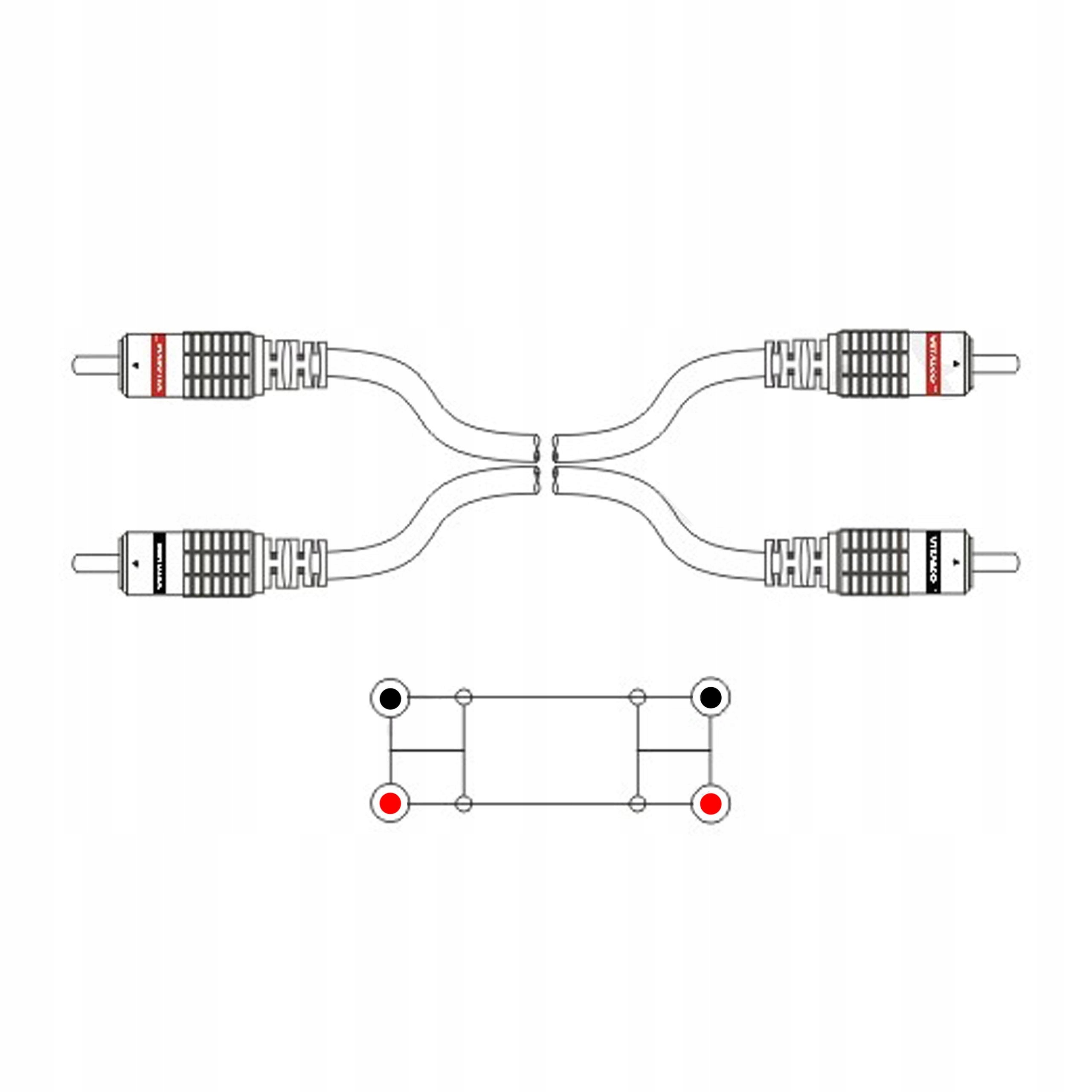 KABEL RCA WTYKI 2RCA - 2RCA PRZEWÓD AUDIO CINCH VITALCO RKD200 0,5m Złącza 2x RCA (cinch) - 2x RCA (cinch)