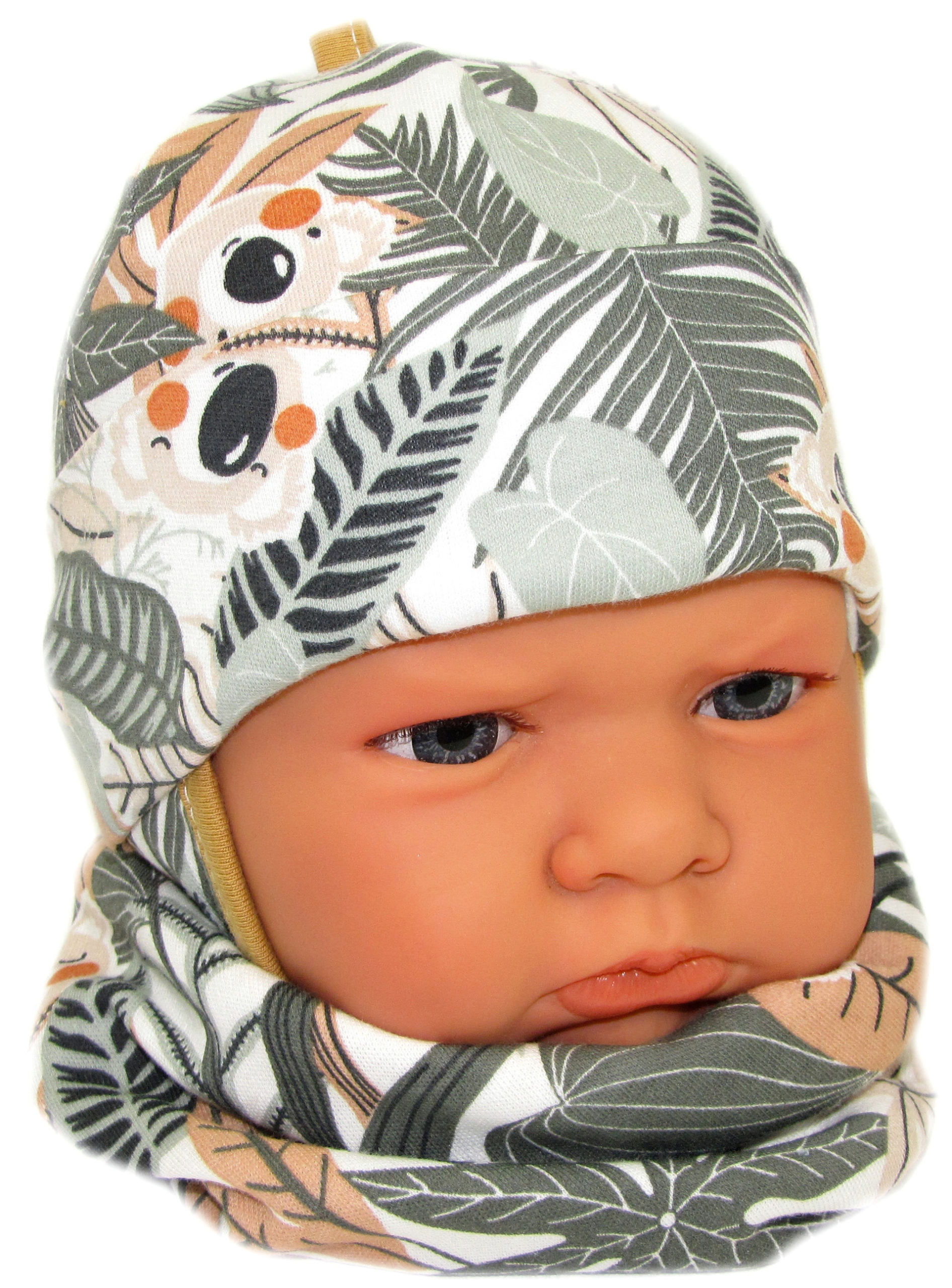 

Komplet Niemowlęcy Czapka Apaszka 38-40cm Wiosna