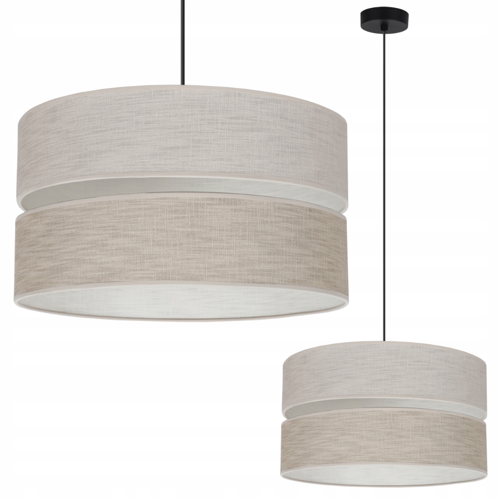 Lampa Sufitowa Wisząca Z Beżowym Lnianym Abażurem Boho Do Kuchni Pokoju E27