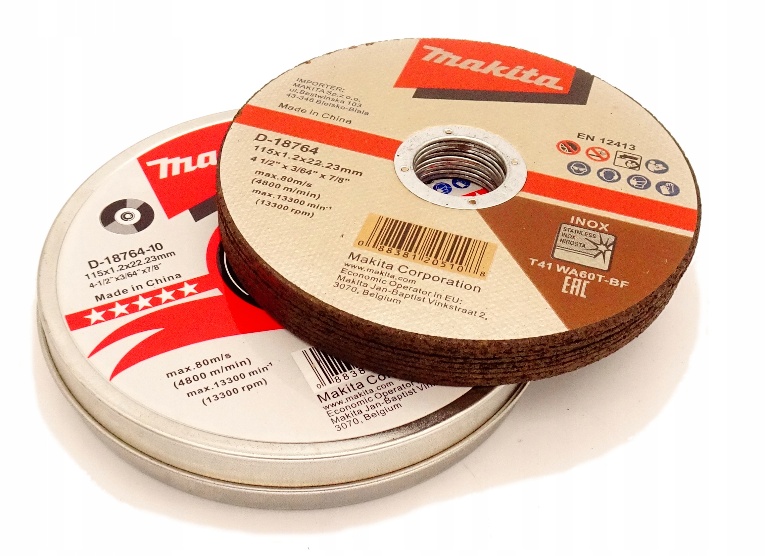 

tarcze do cięcia Inox 115mm, Makita D-18764 10 szt