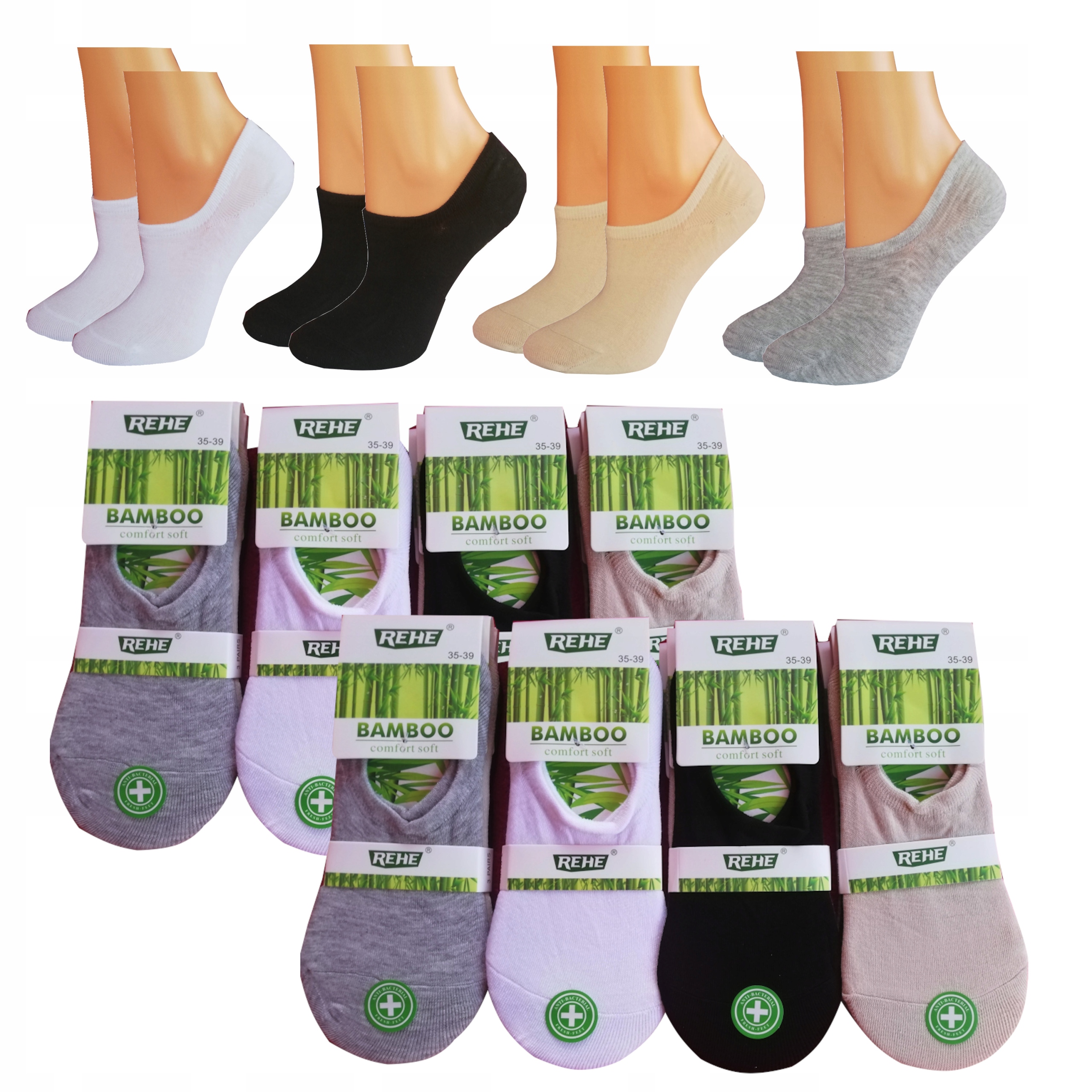 

12x Skarpetki damskie Stopki Bambus 35-39 Silikon