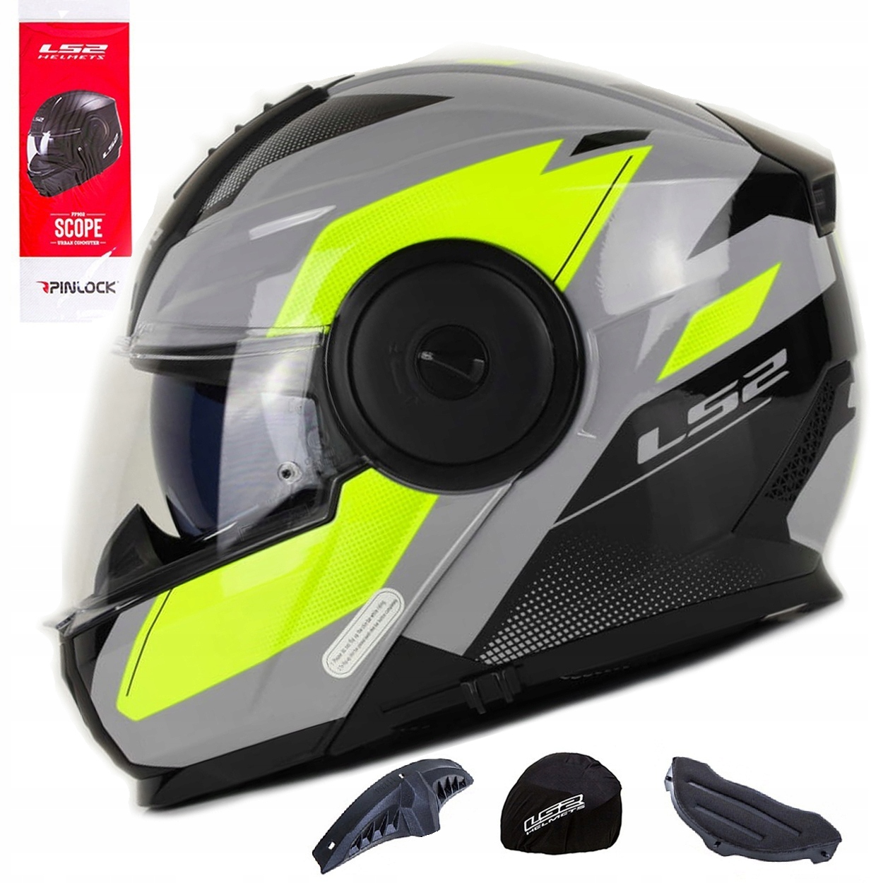 Kask Motocyklowy Szczękowy LS2 FF902 Scope II Duria Grey H-v XL +pinlock