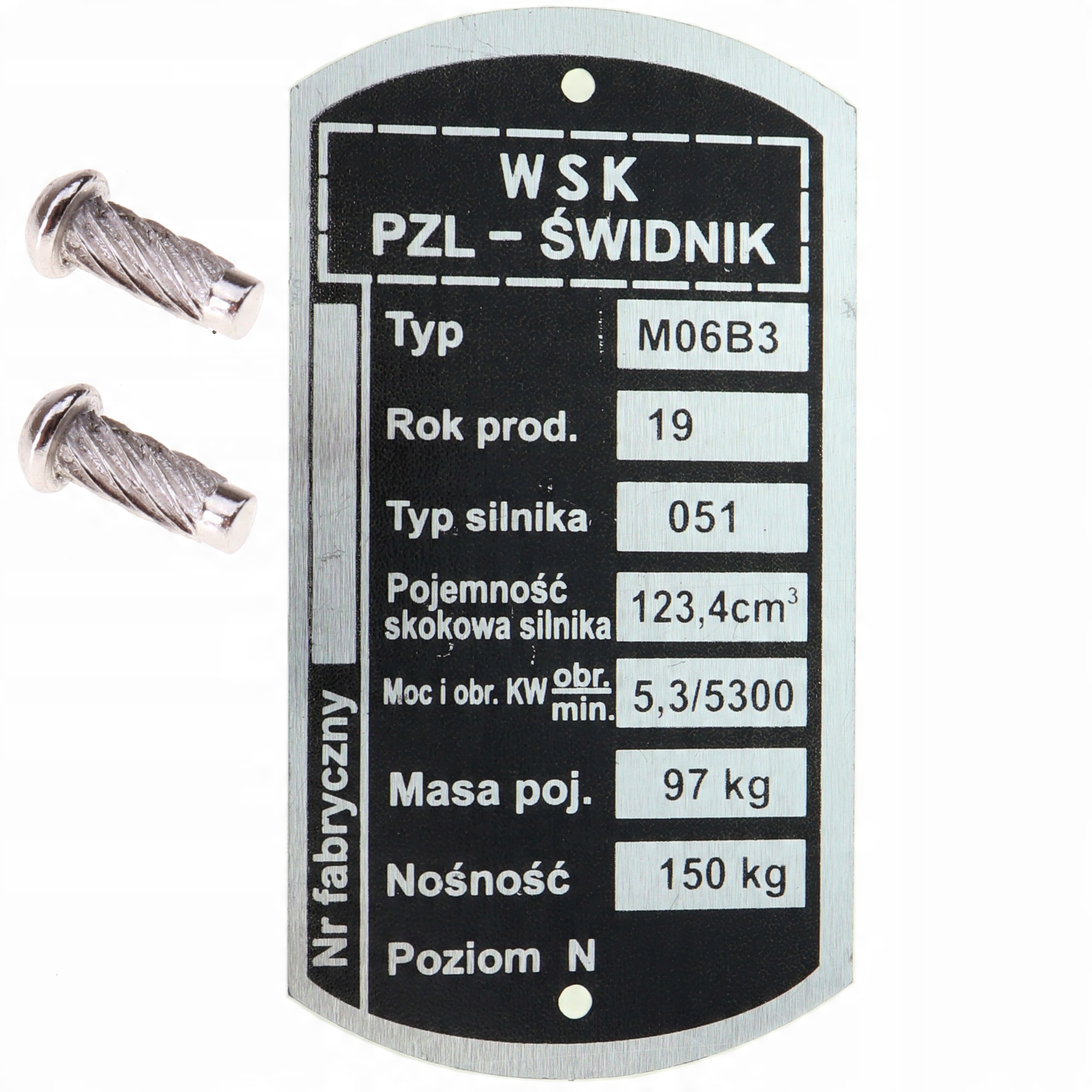 

Tabliczka Znamionowa Wsk Pzl Świdnik M06 B3 Nit