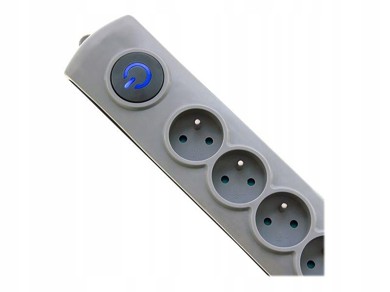 Qoltec 50166 Qoltec Listwa antyprzepięciowa Quick Switch 6 gniazda szary 3m