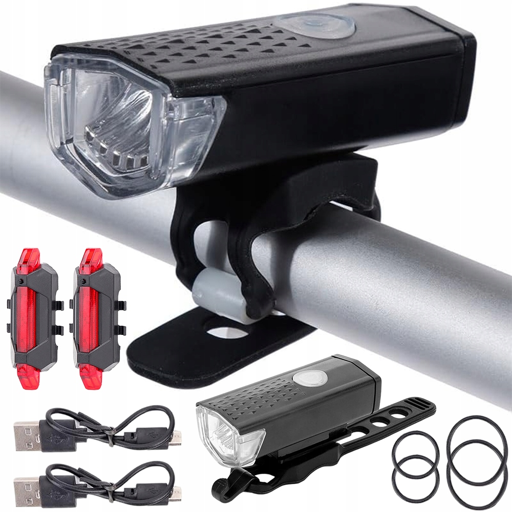 Światło Rowerowe Przednie Tylne Led Ładowane Usb IPX4 Wodoszczelne Obrot