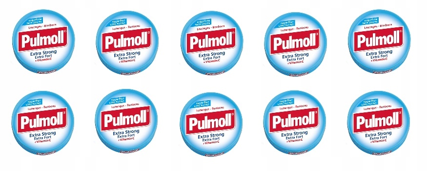 Levně 10 x 45 g Pulmoll Extra silné bonbóny pastilky bez cukru Karton