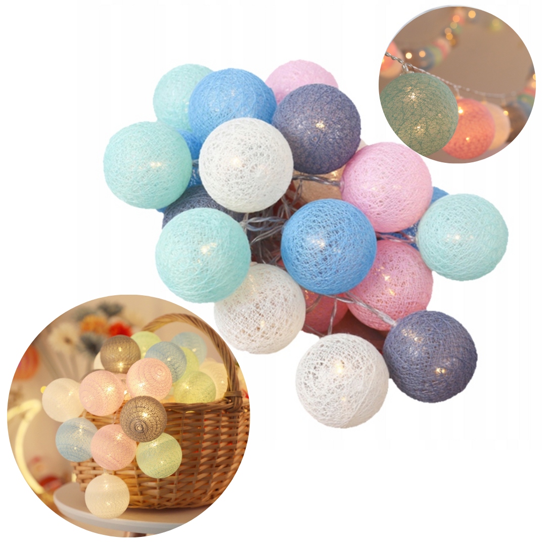 

Girlanda Lampki Led Świecące Kulki Cotton Balls 20