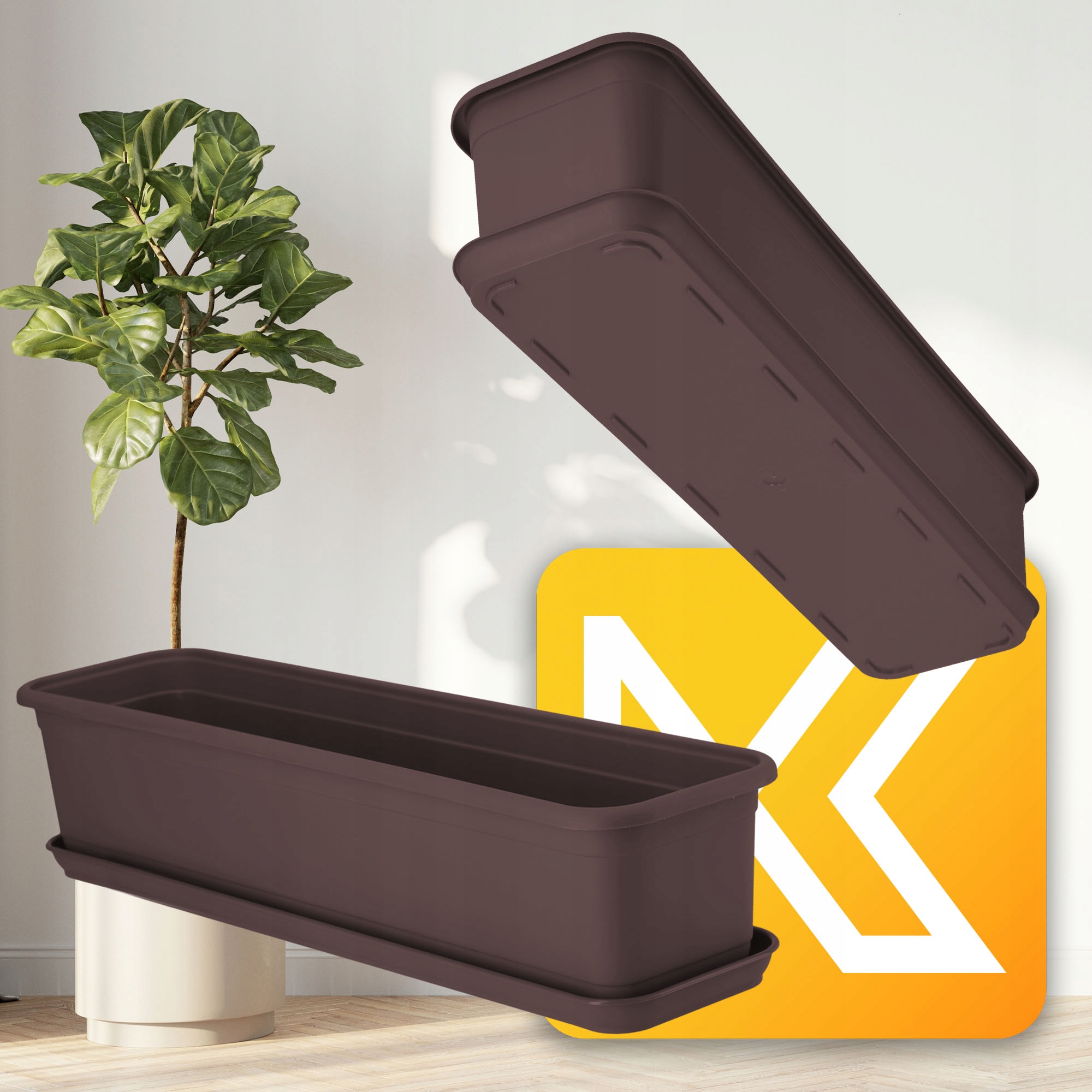 SKRZYNKA BALKONOWA DONICZKA 60cm + PODSTAWKA Długość maksymalna 60.5 cm