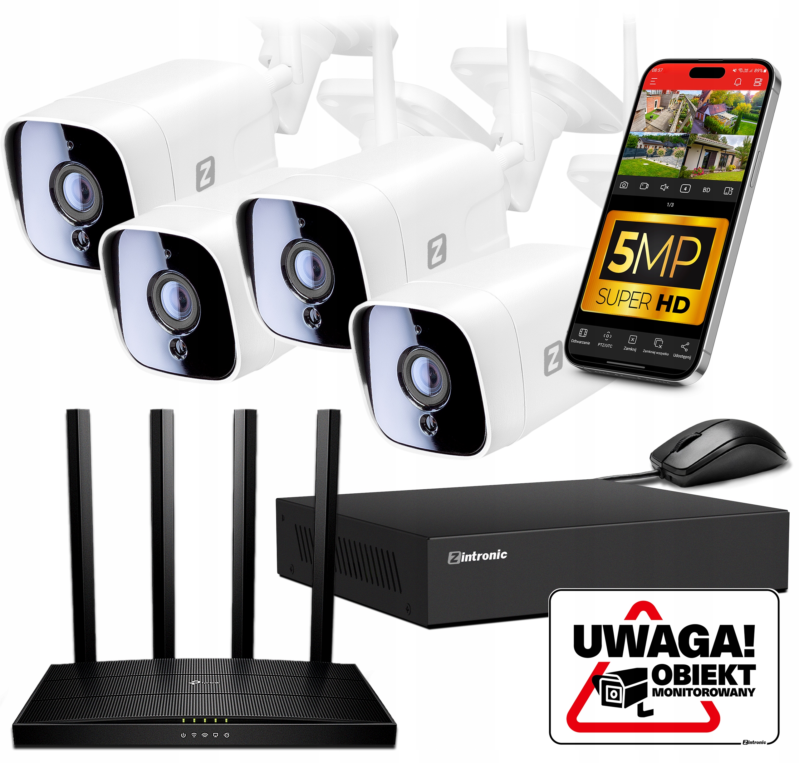 Sada pro Monitorování Ip WiFi 4 Kamery 5MPx Detekce lidí, bez disku