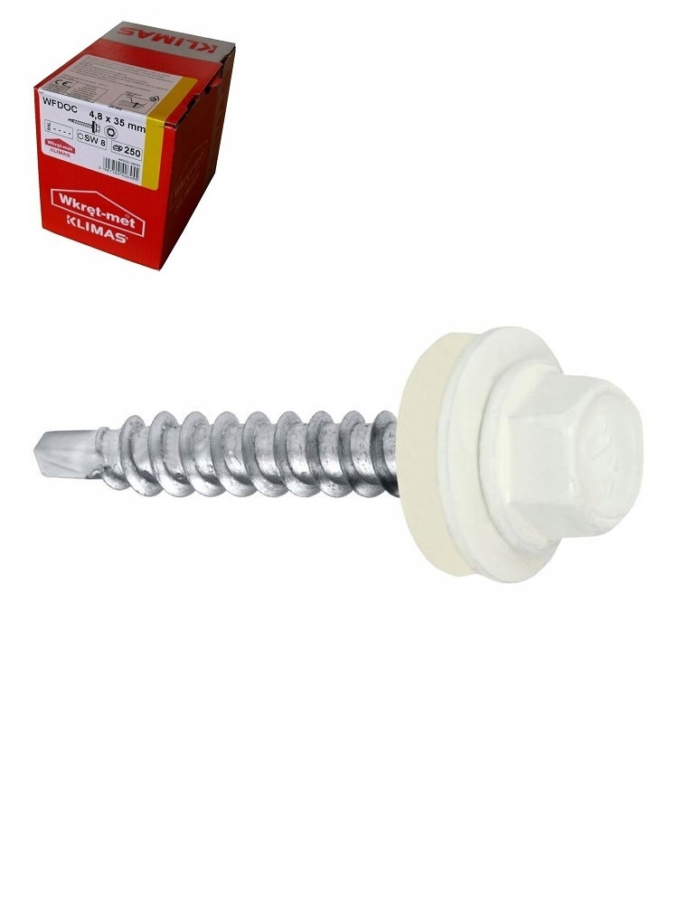 

Wkręty farmerskie blachy 4,8x25 RAL9010 x250