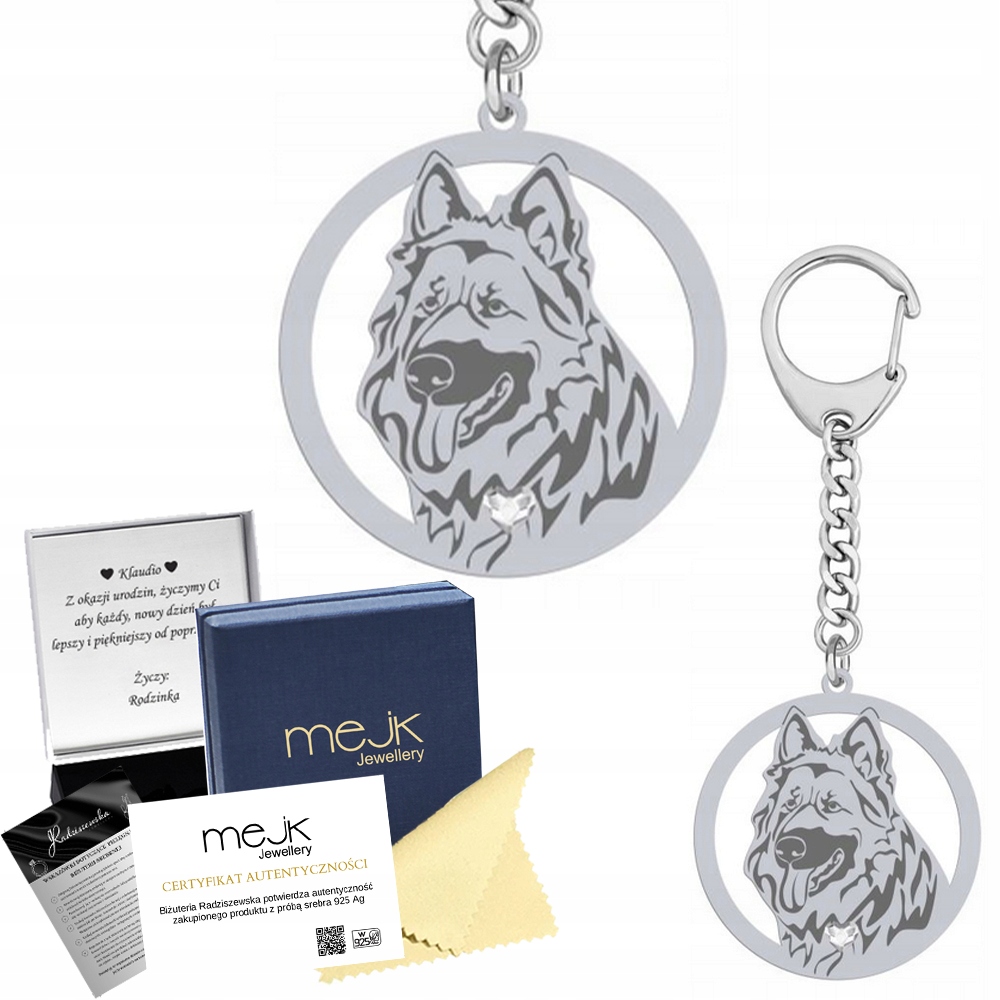 Přívěsek Na Klíče na klíče se psem Staroněmecký ovčák 925 Dárek Gravírování