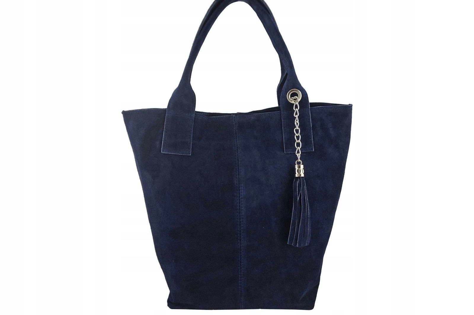 Dámská kožená semišová kabelka střapcem Shopper bag Tmavě modrá