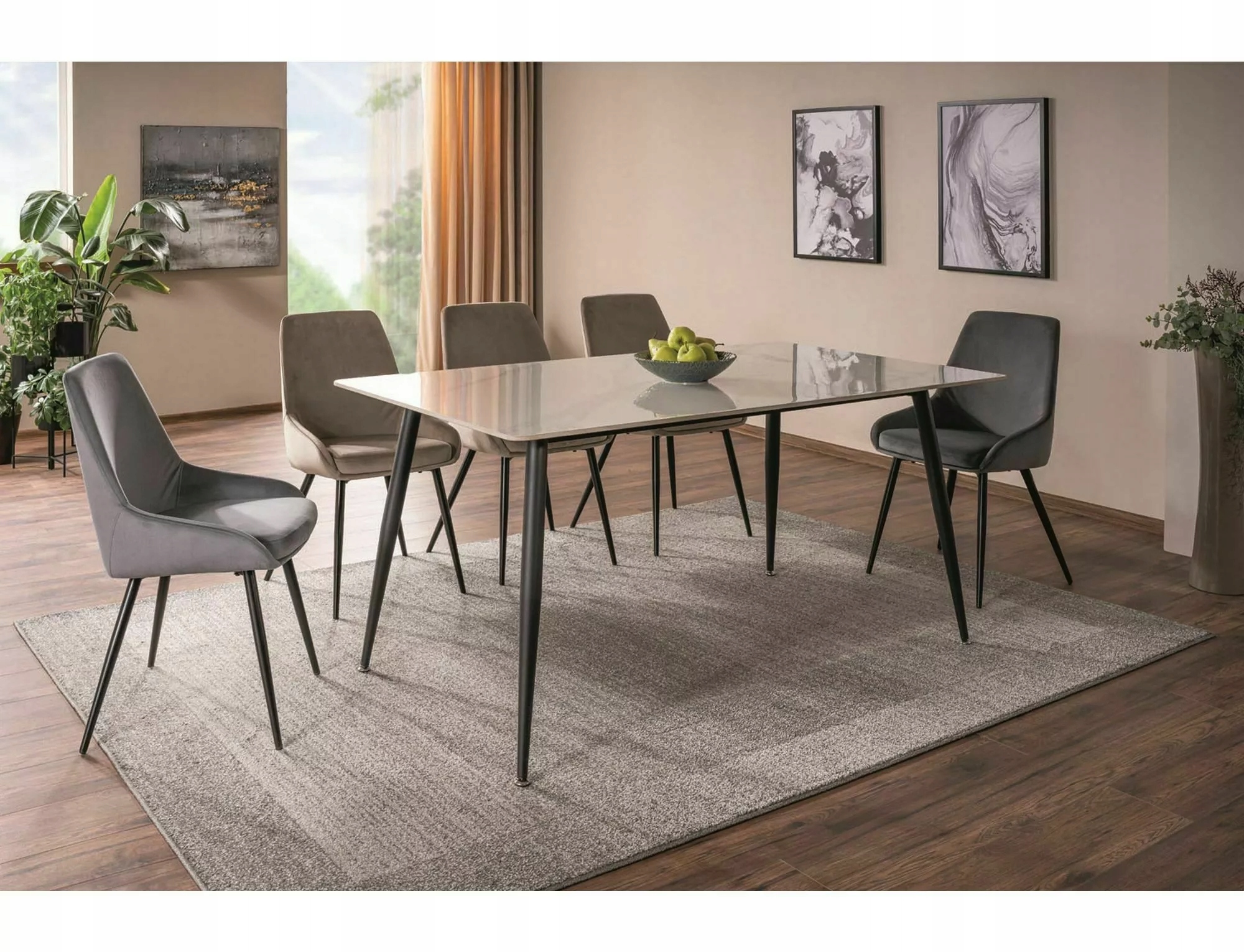 Stół Rion Biały/ Czarny Stelaż 160X90 Głębokość mebla 90 cm