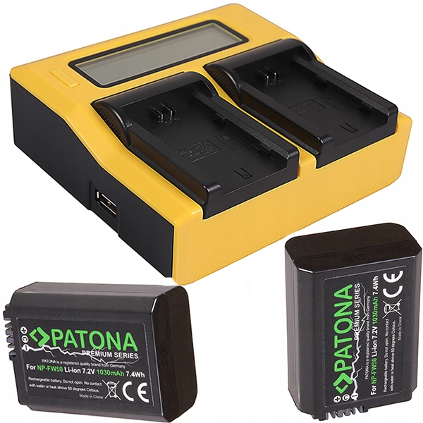 2x Akumulator PATONA PREMIUM NP-FW50 + ładowarka