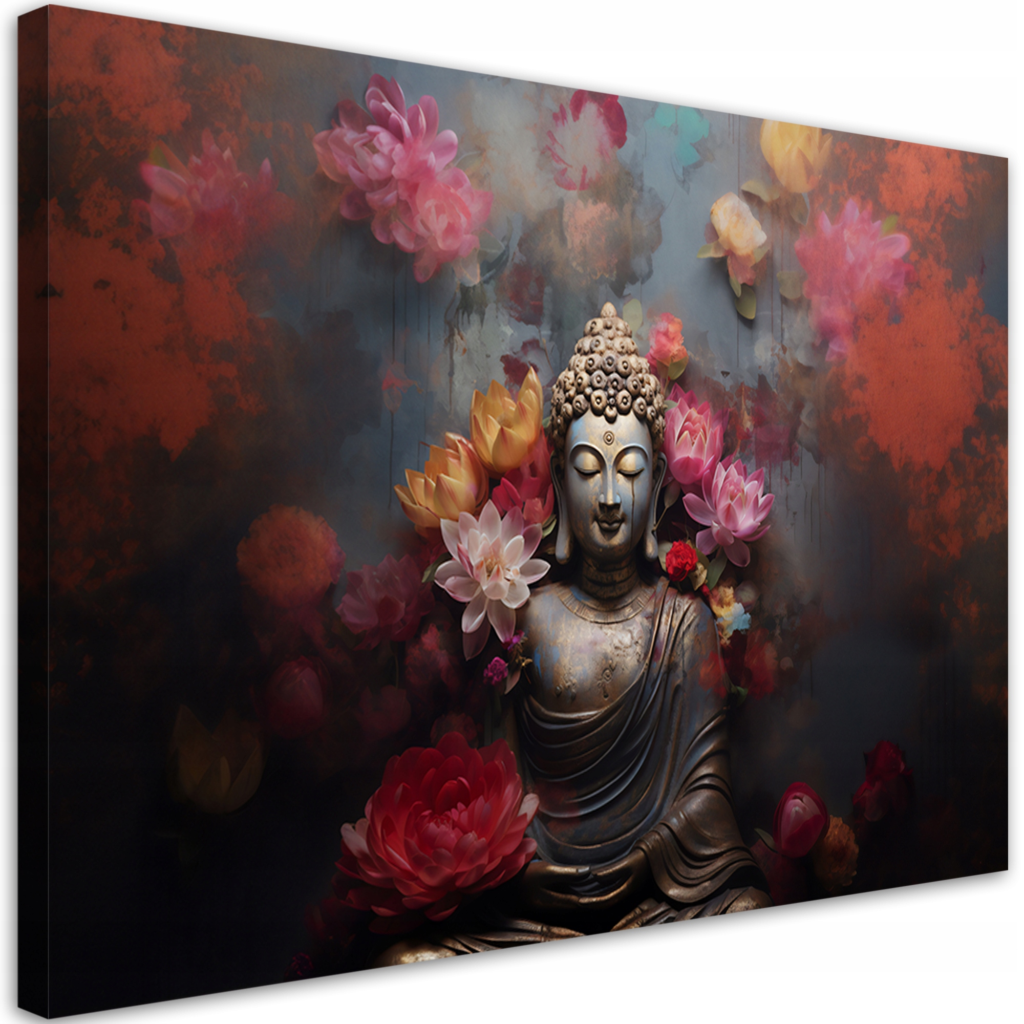 Obraz na plátně, Buddha Květiny Zen Abstrakce 60x40
