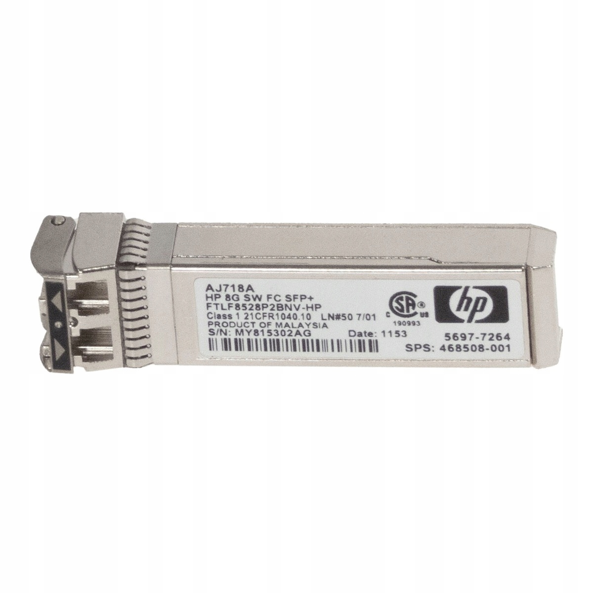 Hp 5697-7264 AJ718A 468508-001 468508-002 Sfp+ 8G Sw Fc Vysílač/přijímač