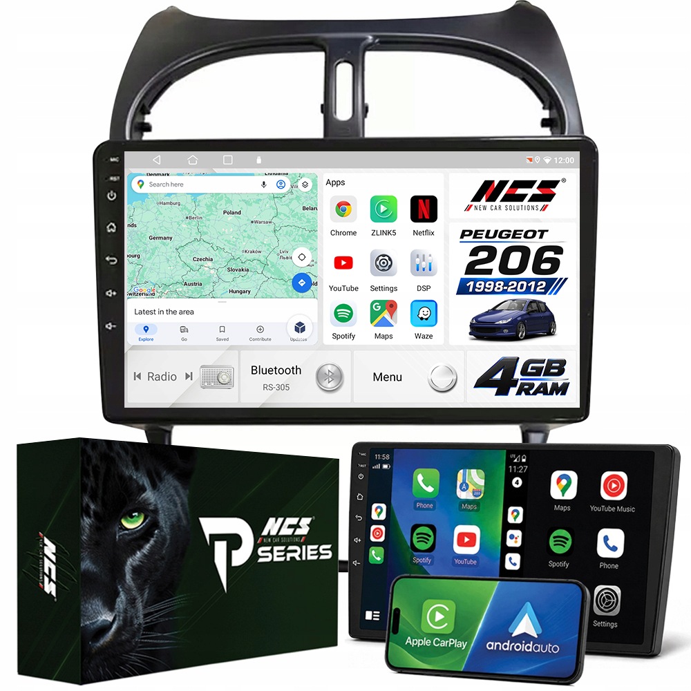 Autorádio Ncs RS-305 Peugeot 206 206CC 2002-2010 Android Navigácia