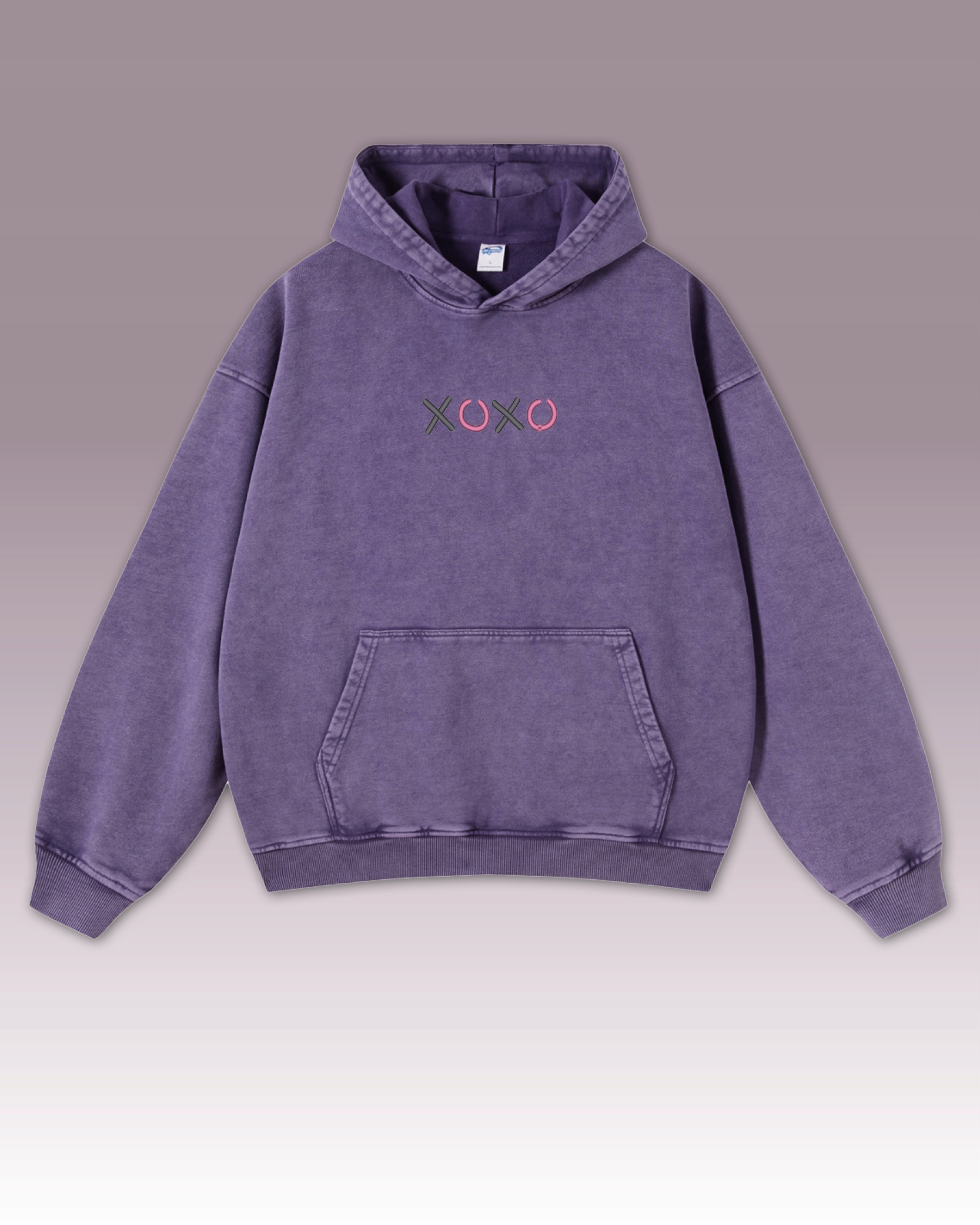 Mikina Výšivka Xoxo Hugs and Kisses Objetí a polibky Oversize Fialová XXL