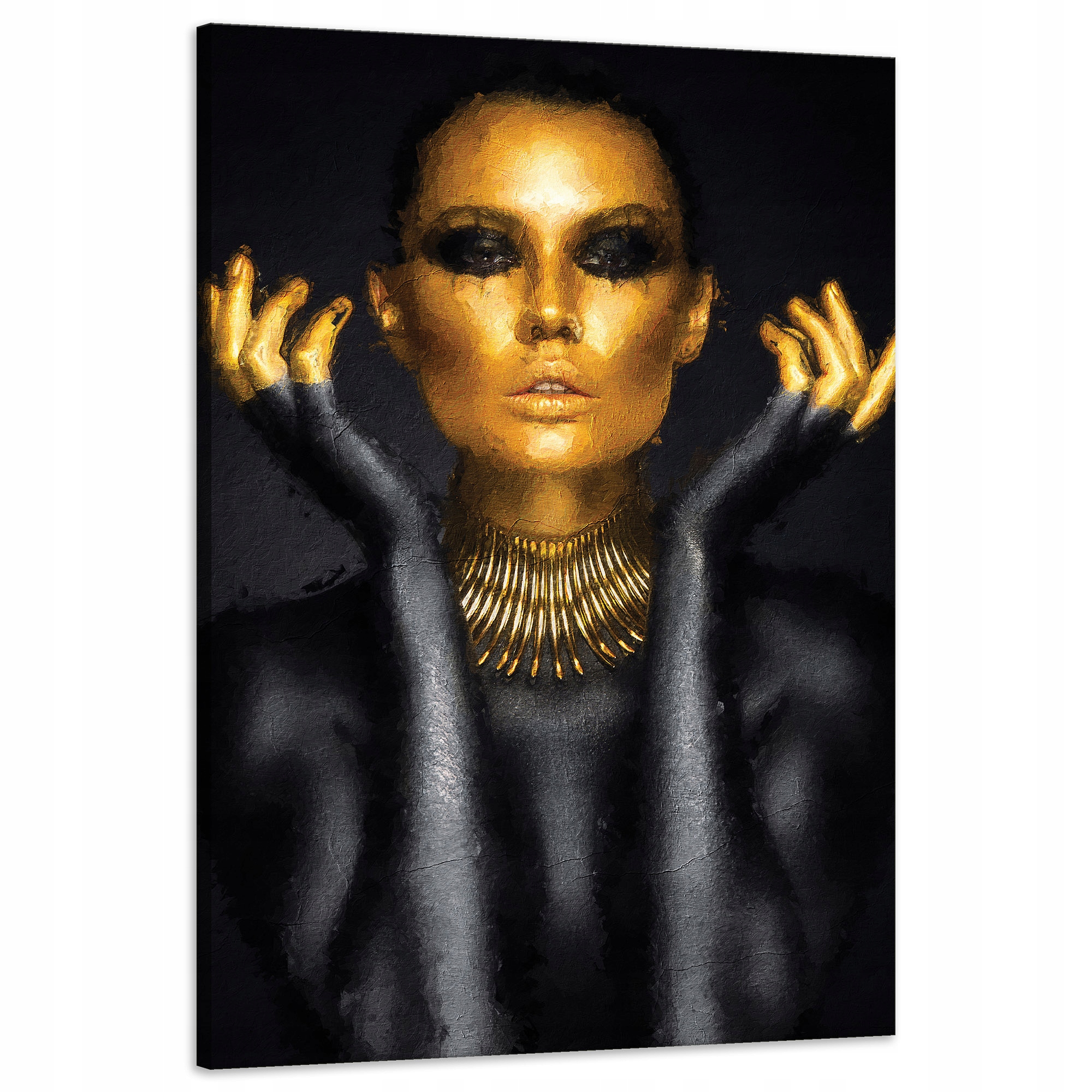 Obraz na plátně Žena Zlatá Tvář a Prsty 60x90 cm