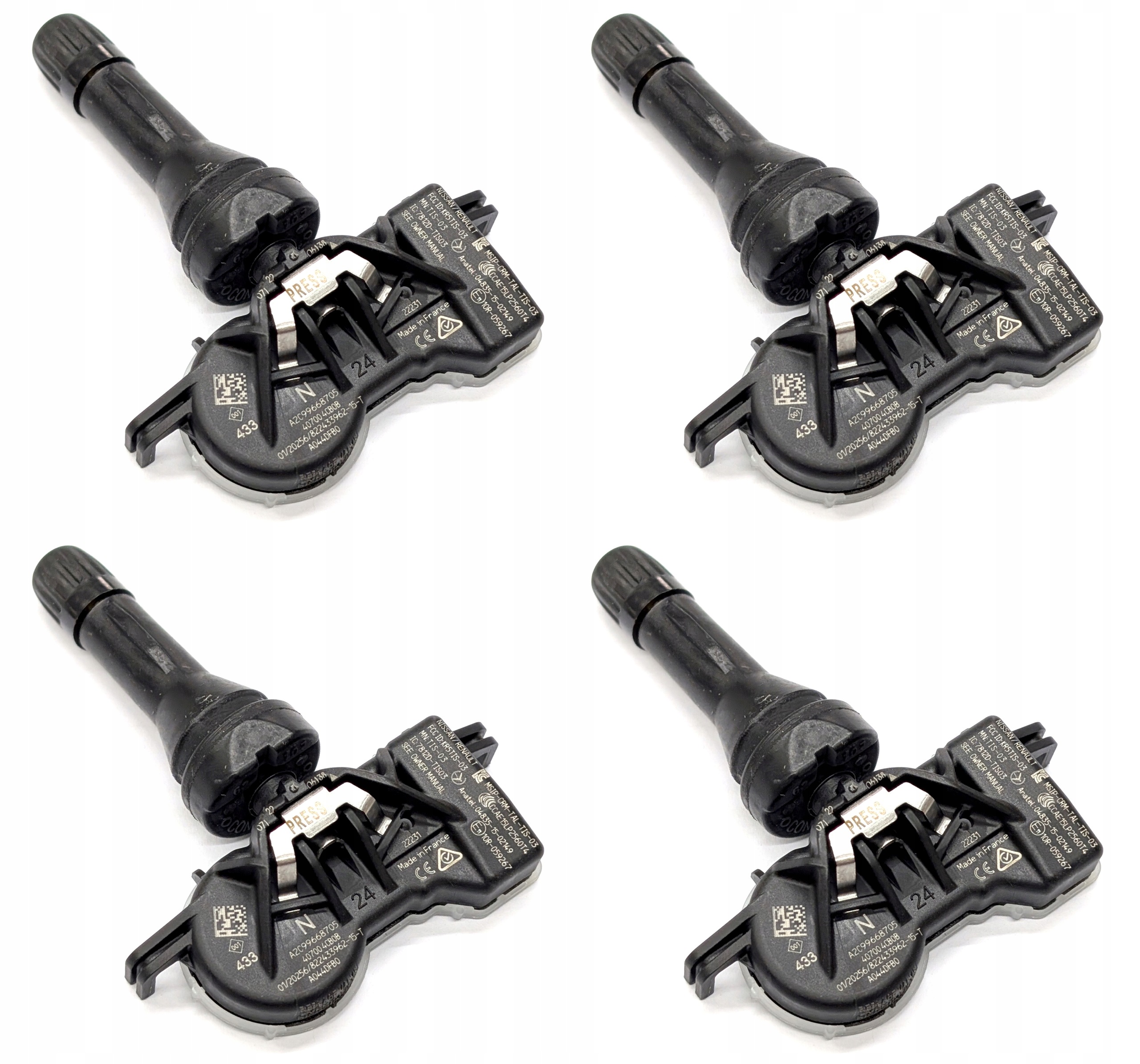 4x Tpms Nový Originálny Senzor Tlaku Tpms Renault Nissan 407004CB0B