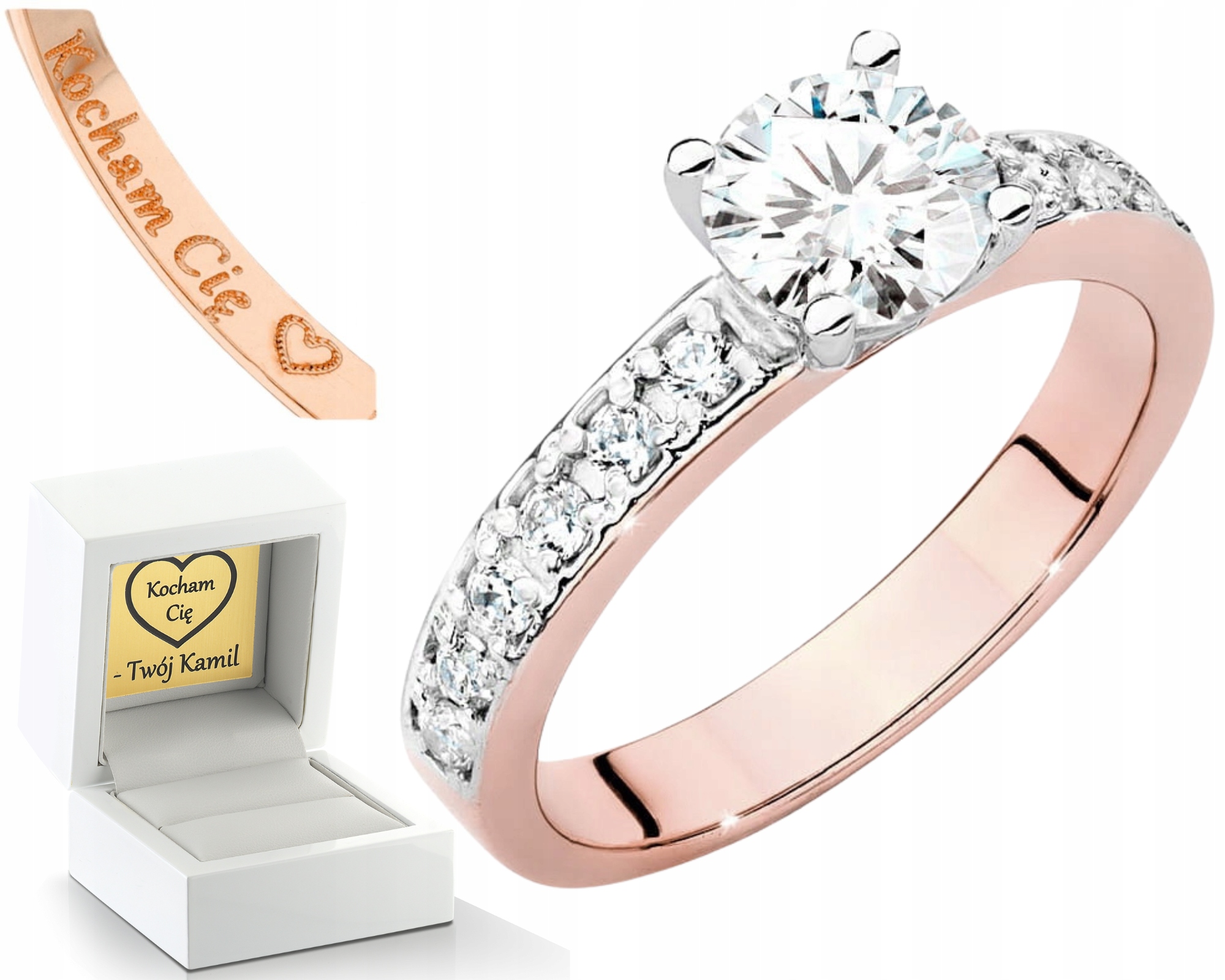 Růžové Zlato Prstýnek Laboratoriánské Diamanty Jako Dárek Zlato 585 14K