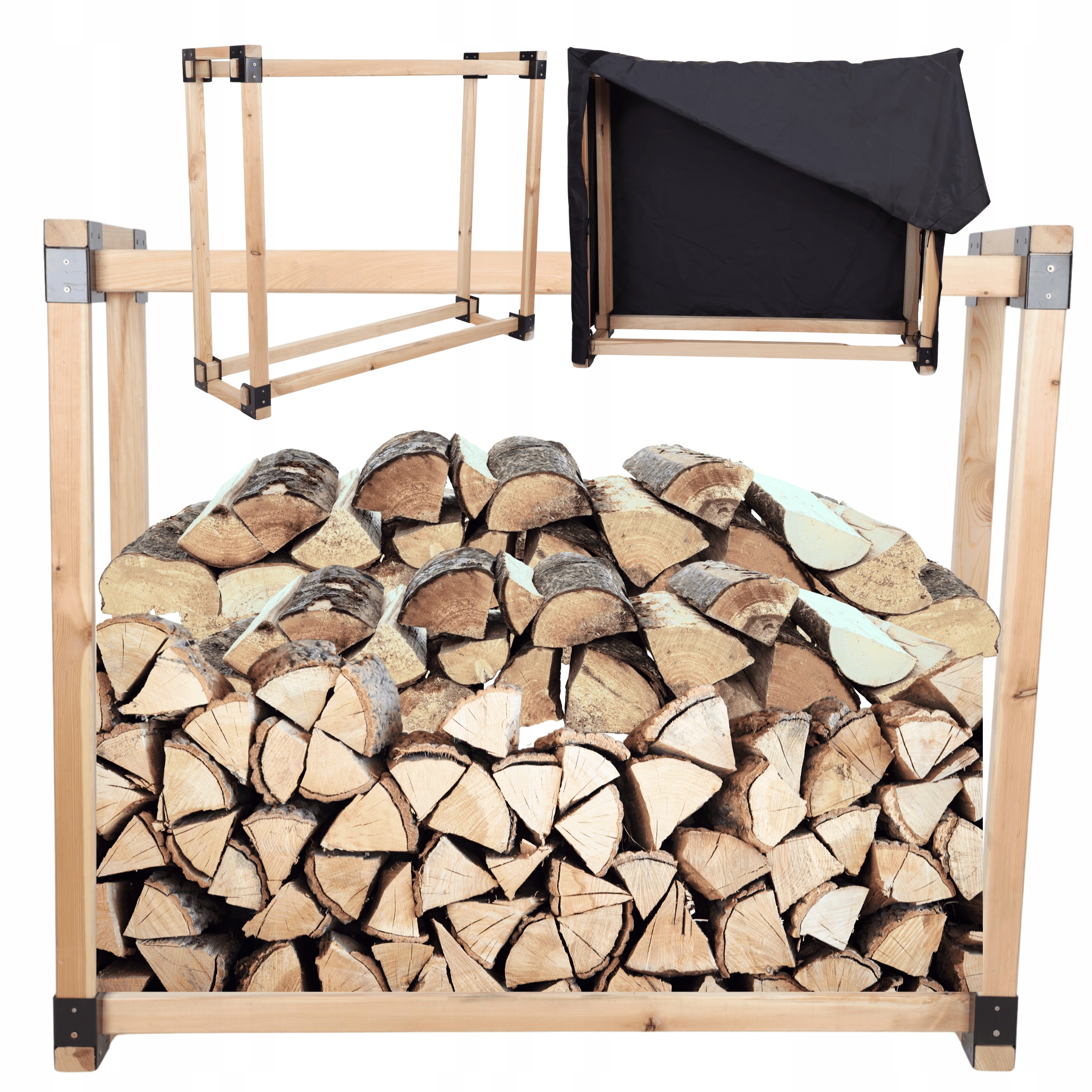 Stojan na dřevo krbový přístřešek s dřevěným krytem 0,5 m3 Eko Pevný