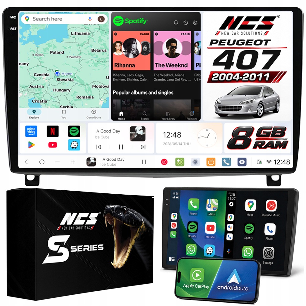 Rádio Navigace Ncs DS9 Peugeot 407 2004-2011 Android 8GB Lte 9″